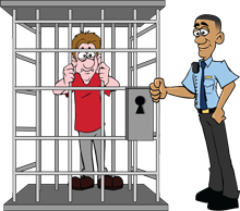 Person in a jail cell